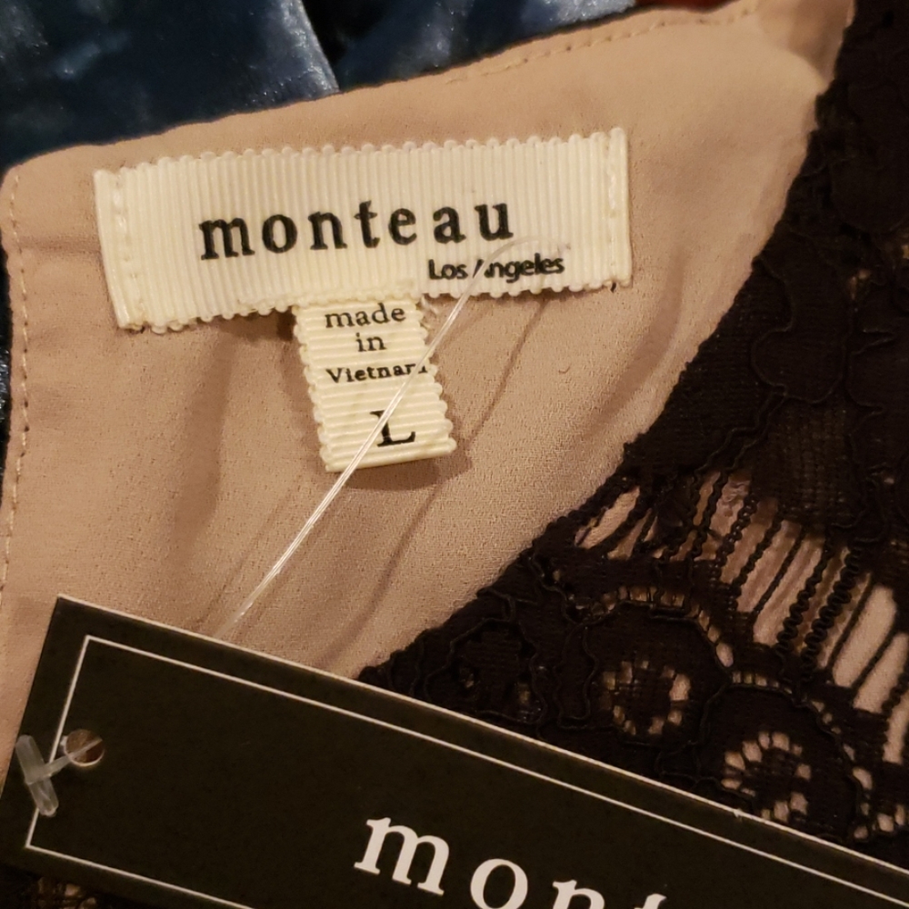 Monteau LA Black Lace & Tan Top - Picture 4 of 5